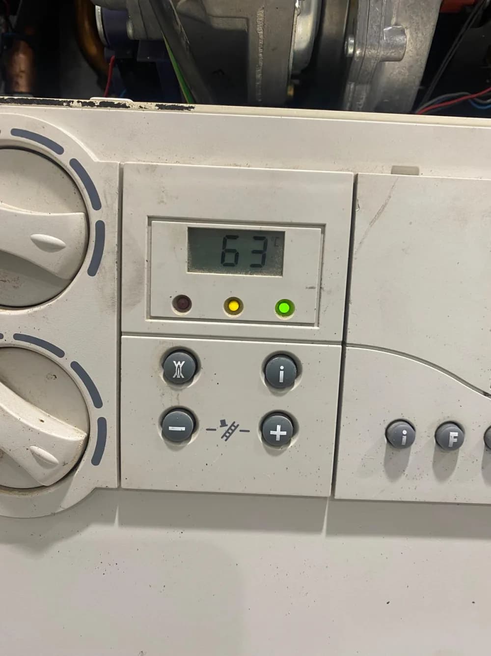 Vaillant boiler display after reassembly following the heat exchanger replacement