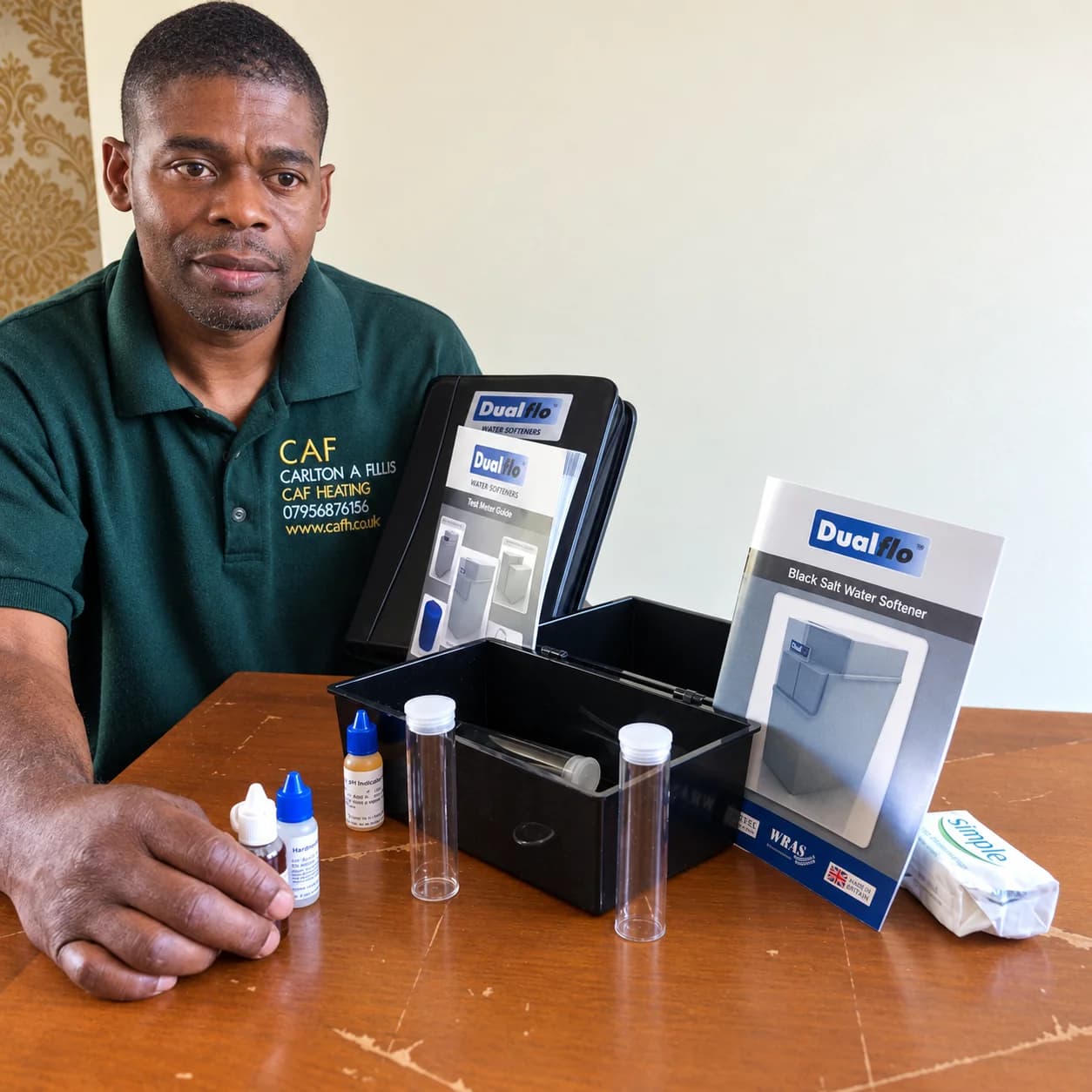 Carlton Fuller demonstrating a water-testing kit